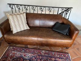 **Vintage Ledersofa 2-Sitzer Cognac / Braun  echtes Leder**