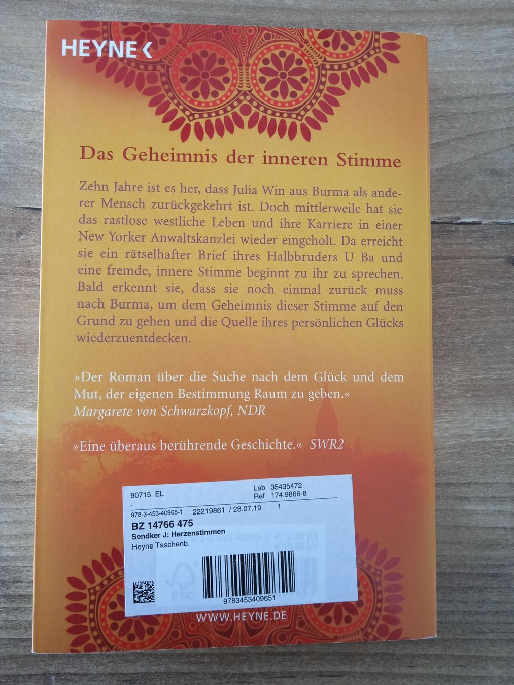 Libri: Herzenstimmen von Jan-Philipp Sendker – Usato da Rothrist venduto da MaSa82 1