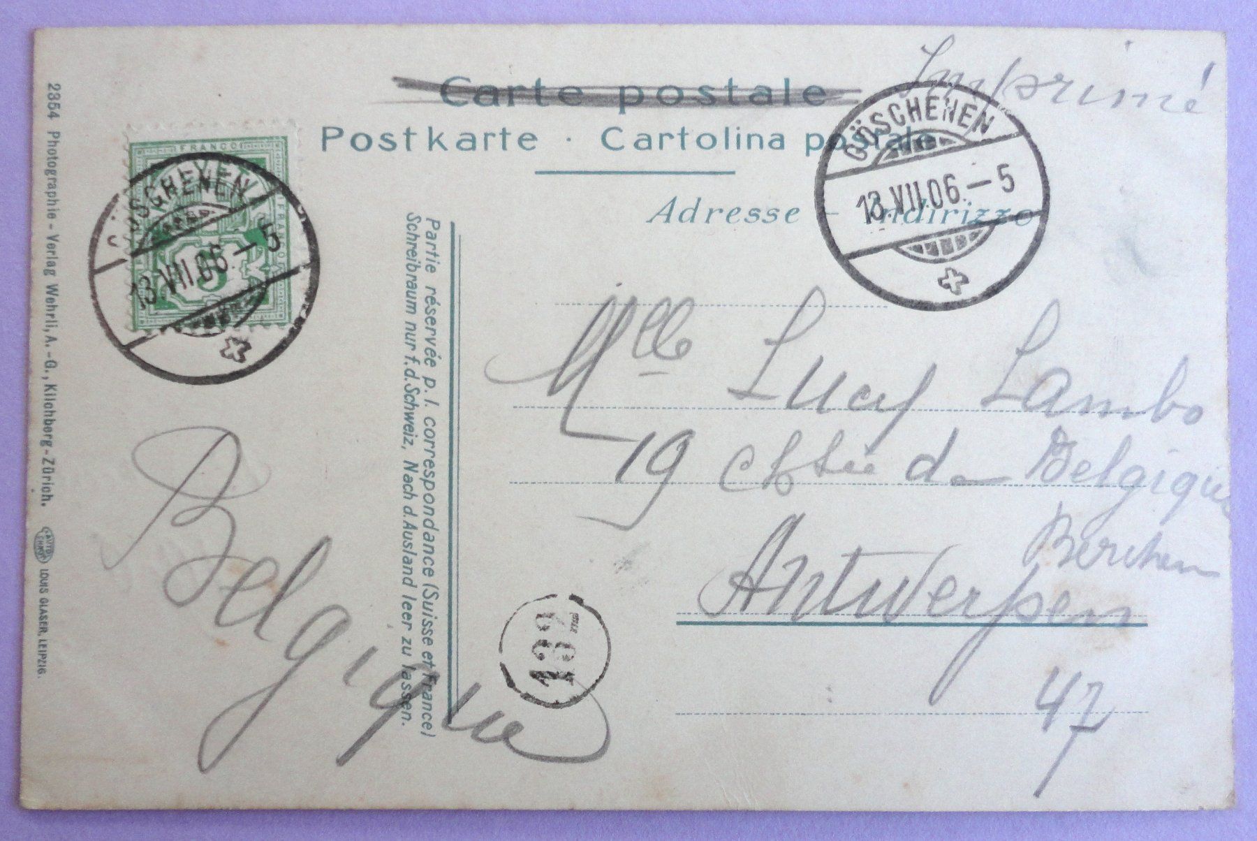 Cartoline postali: Göschenen u.d. Rienthal – Usato da Fétigny venduto da Billy2miny 1