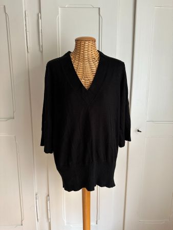 Feinstrick Oberteil schwarz oversized - S