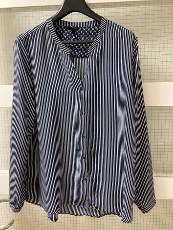 Bluse, langarm, Gr. 46, blau-weiss gestreift