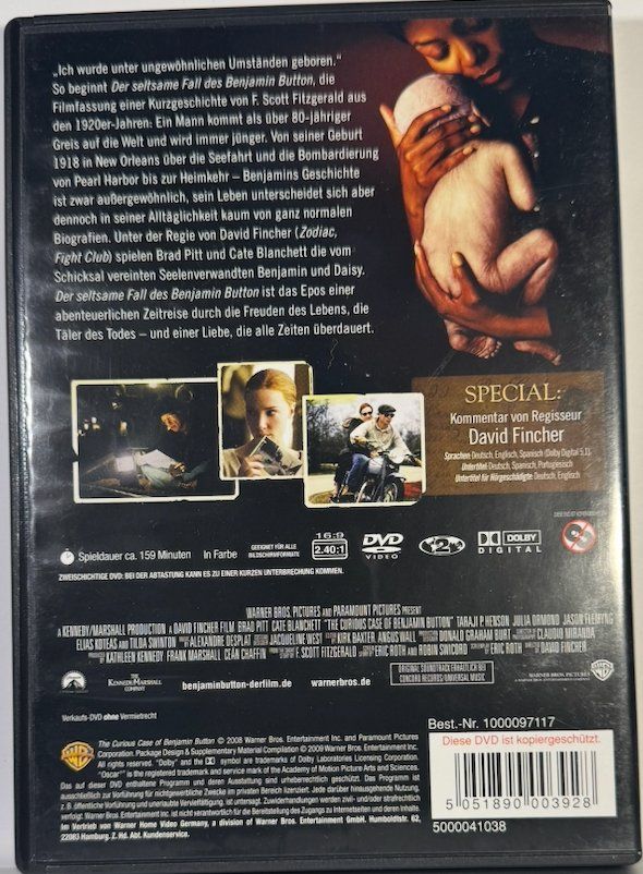 Alle DVDs: DVD der seltsame Fall des BENJAMIN BUTTON BRAD PITT CATE BLA – Gebraucht aus Wisen von gigisna 2