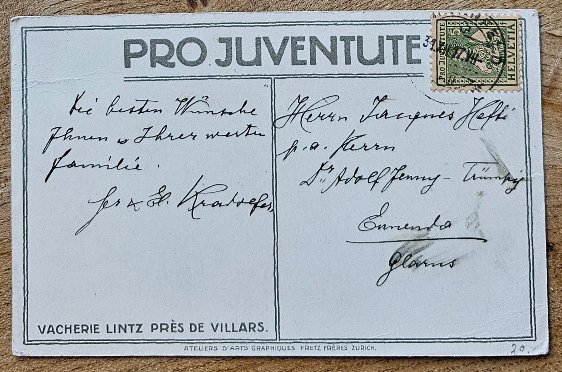Tutti i francobolli: Pro Juventute Karte, 1917 – Usato da Les Valettes venduto da Nuba1 1