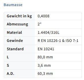 Ferramenta: Rohrdoppelnippel 2" x 80 – Nuovo e nell'imballaggio originale da Amriswil venduto da SwissFittings 1