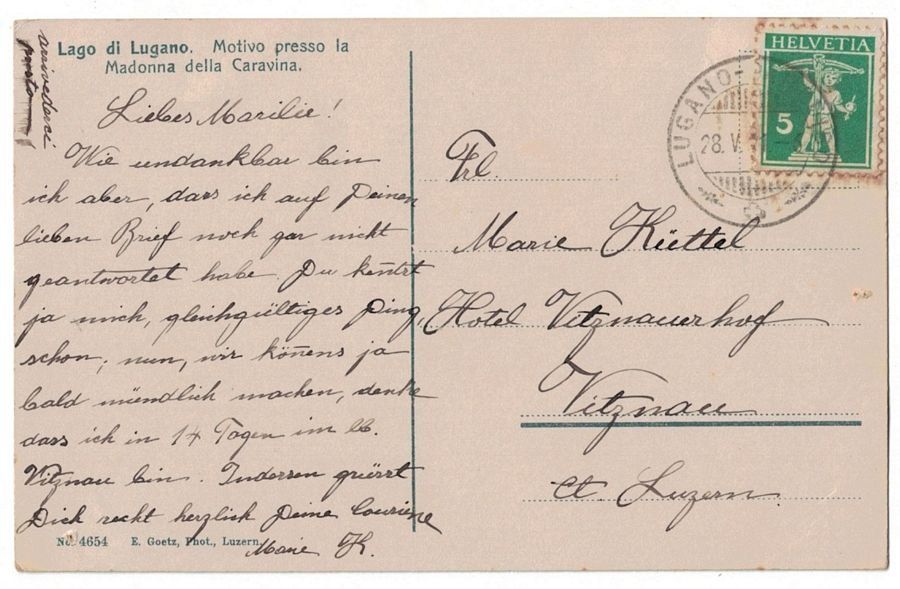 Cartoline postali: Madonna della Caravina, circolata 1931 – Usato da Frauenfeld venduto da POML 1