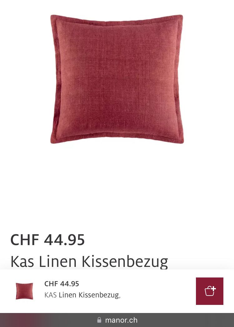 KAS Kissenbezug 100% Leinen Weinrot Beerenton Top Zustan (Neu (gemäss Beschreibung)) in Dübendorf für CHF 4 – nur Abholung auf Ricardo kaufen