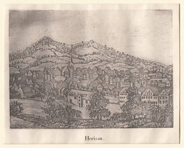 Incisioni: HERISAU, APPENZELL, AQUATINTA UM 1840 – Antico da Grüningen venduto da Kartensammler