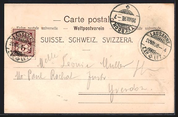 Cartoline postali: Litho Lausanne, Teilansicht mit Bergen – Usato da Berlin venduto da bartko-reher 1