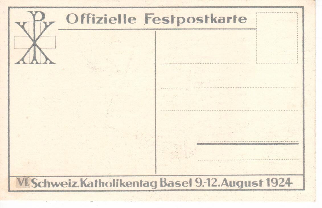 Ansichtskarten: Festpostkarte  Katholikentag Basel 1924 – Gebraucht aus Wolhusen von Curver9 1