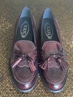TOD'S Damen Loafer Leder Bordeaux Grösse 40 !! NEU !!