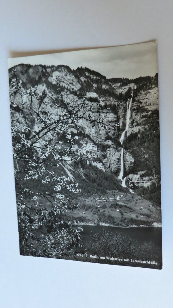 Cartoline postali: Betlis - am Walensee mit Serenbachfälle - 1965 – Usato da Jona venduto da centumprata