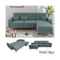 Ecksofa Schlafsofa Boxspringsofa YORK - Blau- Sofa