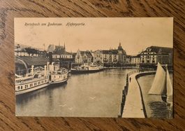 Rorschach, Hafenpartie mit Schiffen 1918