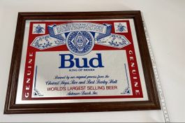 Budweiser Spiegel Bar Deko Rarität Holzrahmen 58cm 🍺