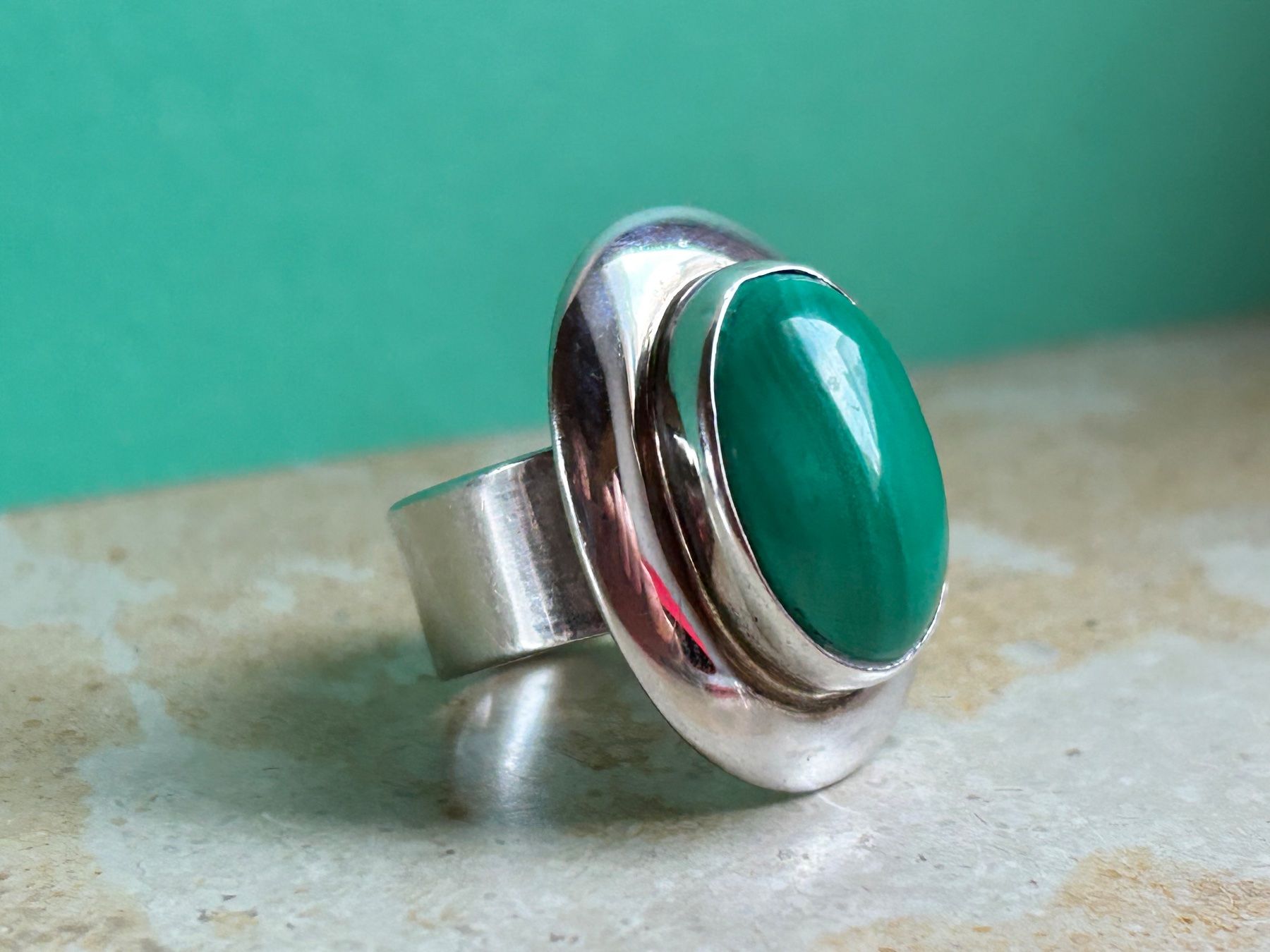 Ringe: Silberring Malachit Oval  verdbunden (61) – Gebraucht aus Dittingen von Bijoubelle 2