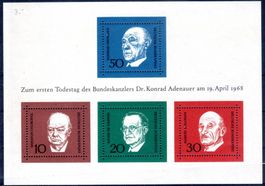 DR. KONRAD ADENAUER BLOCK ZUM TODESTAG**POSTFRISCH** - AX12