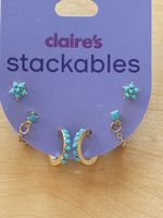 3 paar passende Ohrringe (silber/türkis) Claires