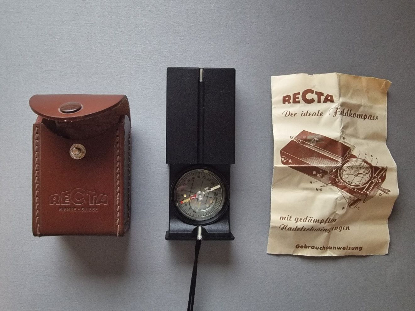 Recta GPS & Strumenti di misurazione: Älterer Recta Kompass mit Original-Lederetui - Vintage CH – Usato da Bremgarten AG venduto da Lupus77