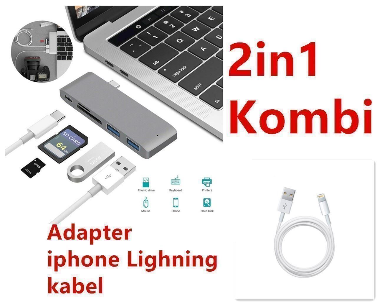 Hub & Switch: 5in1 Type-C Hub Adapter MacBook +i. kabe – Nuovo (secondo la descrizione) da Kirchdorf AG venduto da Apost008 1