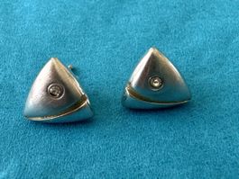 Ohrstecker silber, mit Glitzersteinchen