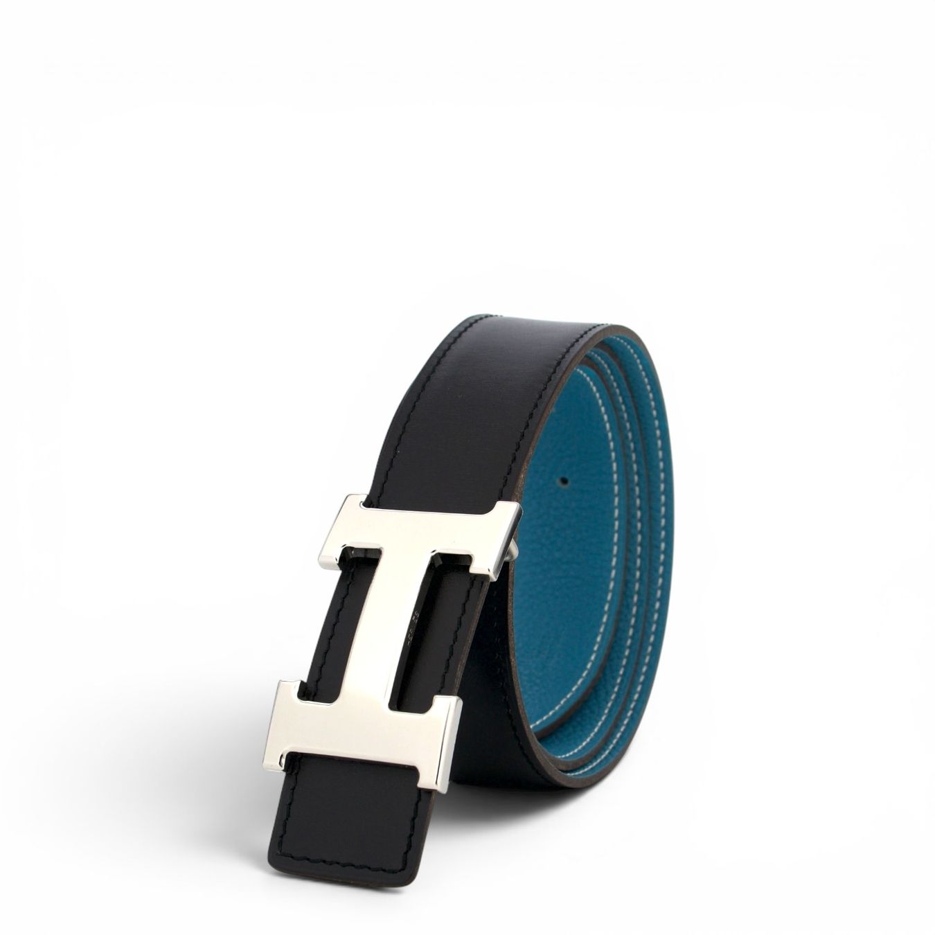 Hermès Gürtel: Hermès Wendegürtel bleu jean/schwarz Gr. 80 – Gebraucht aus Binningen von Designerlabels 2