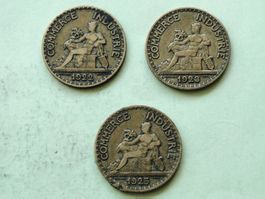 3x 50 centimes France 1922-1923-1925 Chambres de commerce