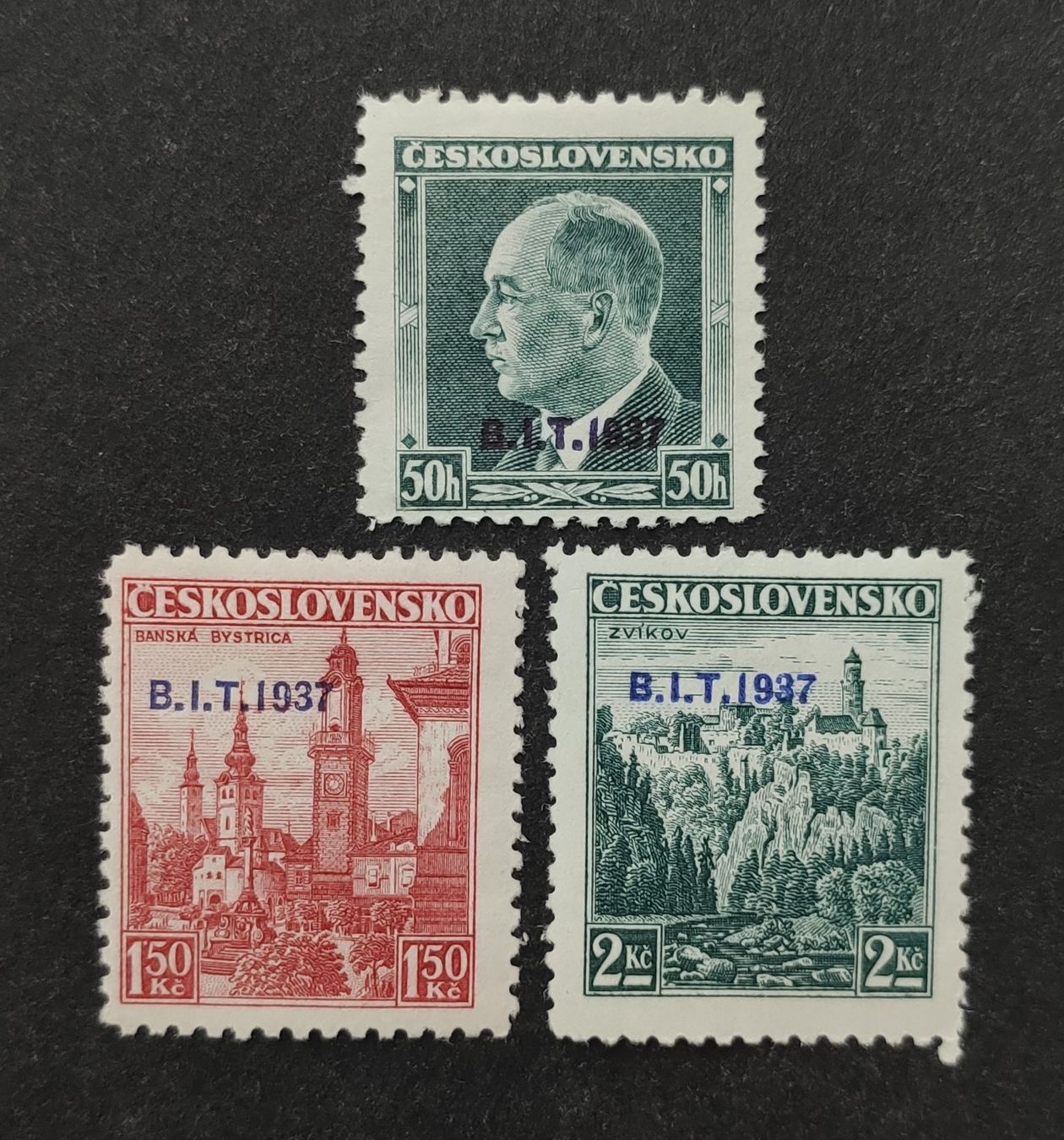 Alle Briefmarken: Tschechoslowakei 1937, Ovpt. Satz ungestempelt – Gebraucht aus Wil SG von Zazal