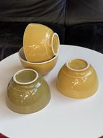 4 Rössler Keramikschalen 3 gelb 1 grün Chacheli Schälchen 
