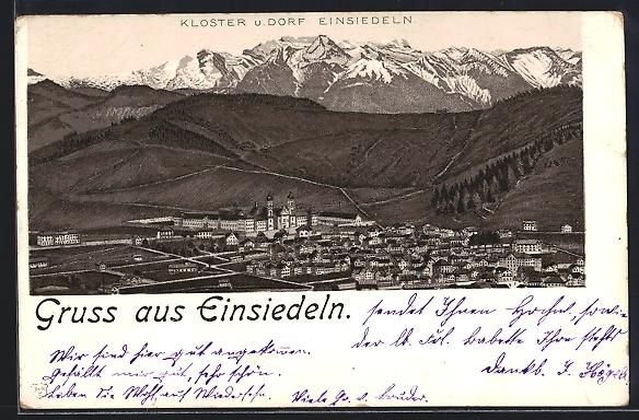 Ansichtskarten: Litho Einsiedeln, Kloster und Ort aus de – Gebraucht aus Berlin von bartko-reher
