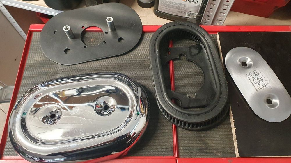 HCmotorku Motorrad Luftfilter Für Harley Sportster 883/1200 (2004-2024) – Schwarz Mit Blauem Filter