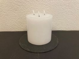 LED Echtwachs 3-Docht Kerze, 15 x 15 cm, weiss,Timerfunktion
