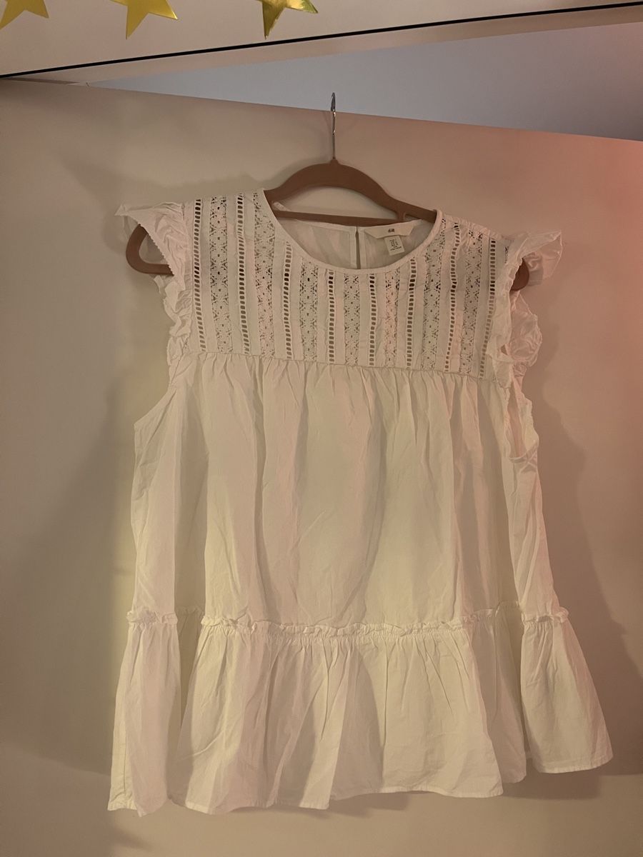 H&M Camicette: Sommerliches, weisse Bluse mit Spitze – Nuovo (secondo la descrizione) da Zürich venduto da Closetbesties