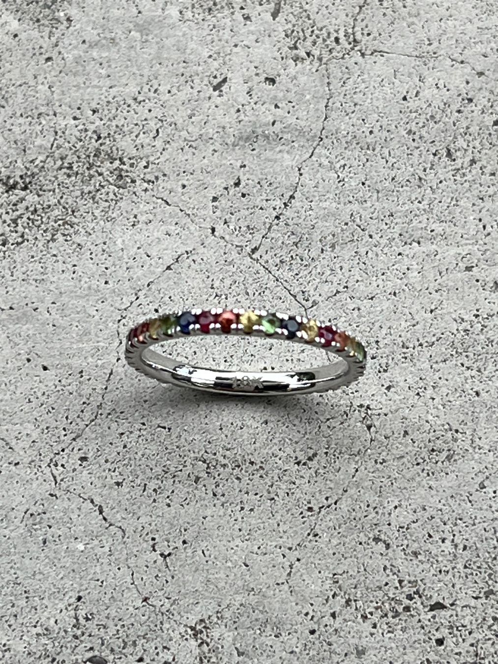 Ringe: Alliance Memory Ring 18 K Weissgold, Regenbogen Saphire – Gebraucht aus Wald ZH von mo-zart 4