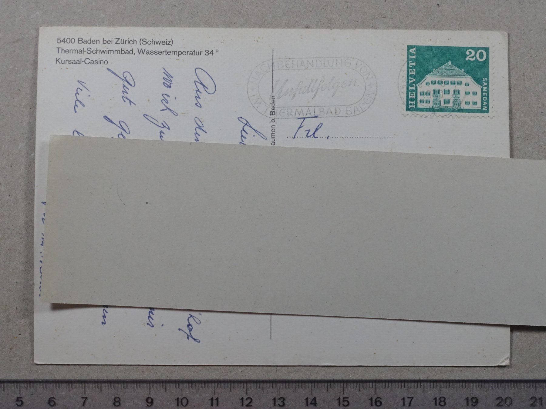 Cartoline postali: Baden, 1970 – Usato da Lenzburg venduto da fh1 1