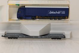 Hupac Wagen mit Delacher LKW Fleischmann Spur N
