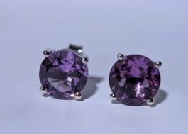 Boucles d'oreilles améthyste naturelles argent