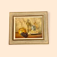 Still Life signed oil canavas painting grapes