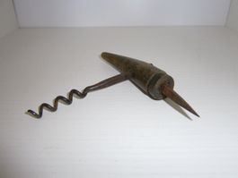 ANTIQUE Wein Flaschenöffner Sammlerstück aus Holz und Metall