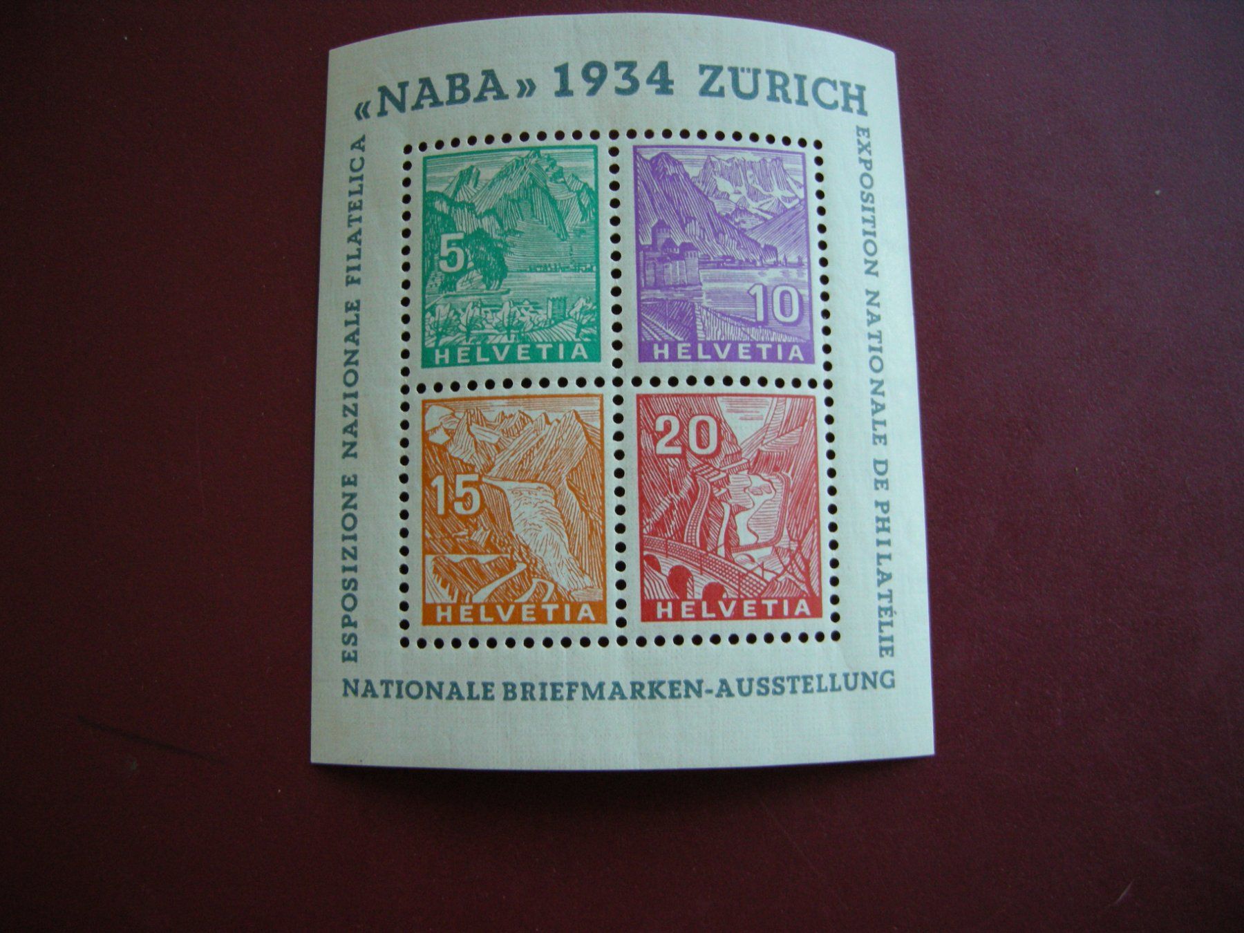 Tutti i francobolli: 1934 NABA BLOCK POSTISCH/* mit Flecken SIEHE SCAN – Usato da Eschenbach SG venduto da eDaisy