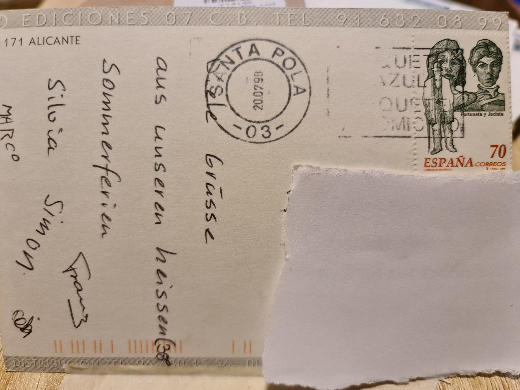 Cartoline postali: Ansichtskarte Alicante Spanien 1998 – Usato da Dintikon venduto da Vexi 1