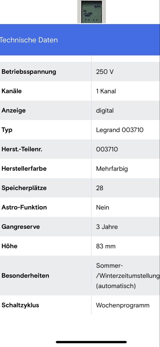 Legrand Componenti elettronici: Wochenschaltuhr Legrand MicroRex D11 Basic – Nuovo (secondo la descrizione) da Thun venduto da Topmat 1