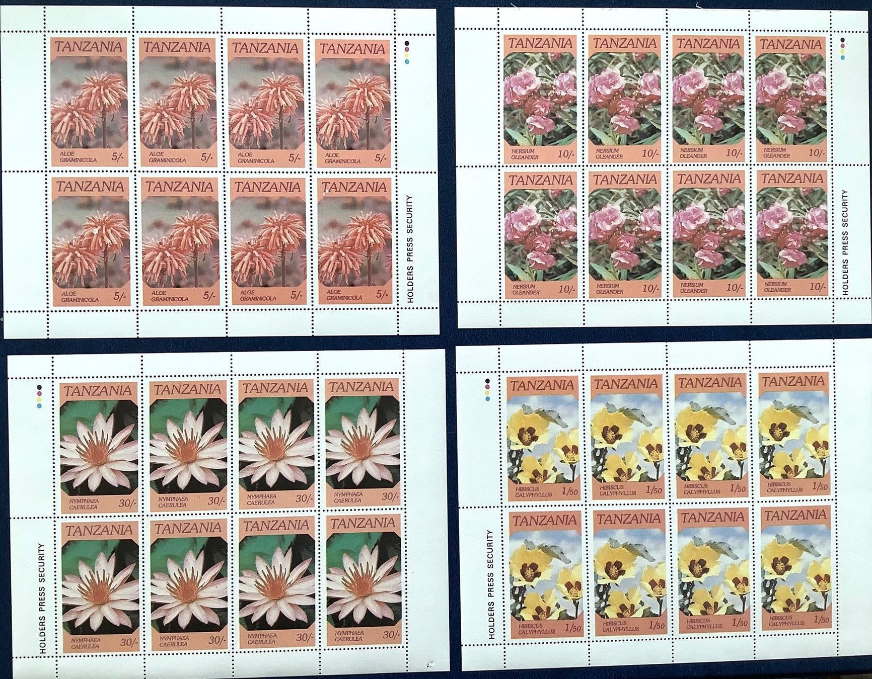 Tutti i francobolli: 1986 Tanzania Blumen Kleinbogen Satz ** – Usato da Liestal venduto da Pep3