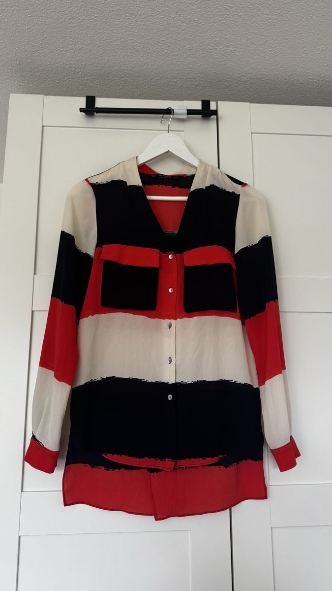 Zara Camicette: Zara Basic Bluse gestreift orange schwarz weiss Grösse XS – Nuovo (secondo la descrizione) da Dietikon venduto da sar_f87k