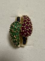 GoldRing 14k mit Rubin Smaragd und Saphire 