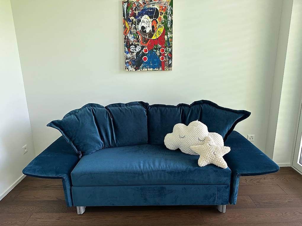 Divani: Schlafsofa mit Rost in Samt blau – Usato da Vaduz venduto da jul_6yrq