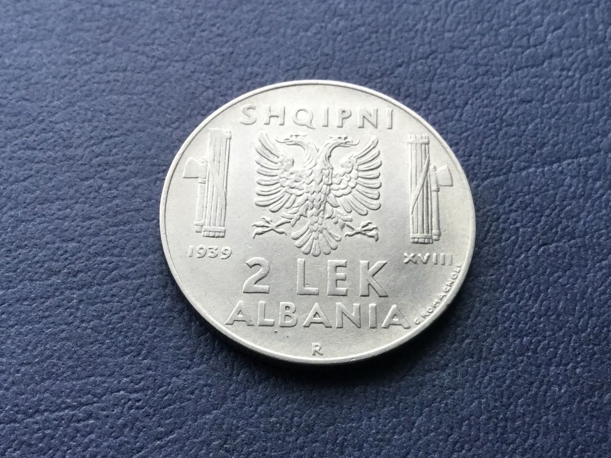 Alle Münzen: 2. LEK Albanien 1939  XVIII – Gebraucht aus St. Margrethen SG von alfapeugeot10
