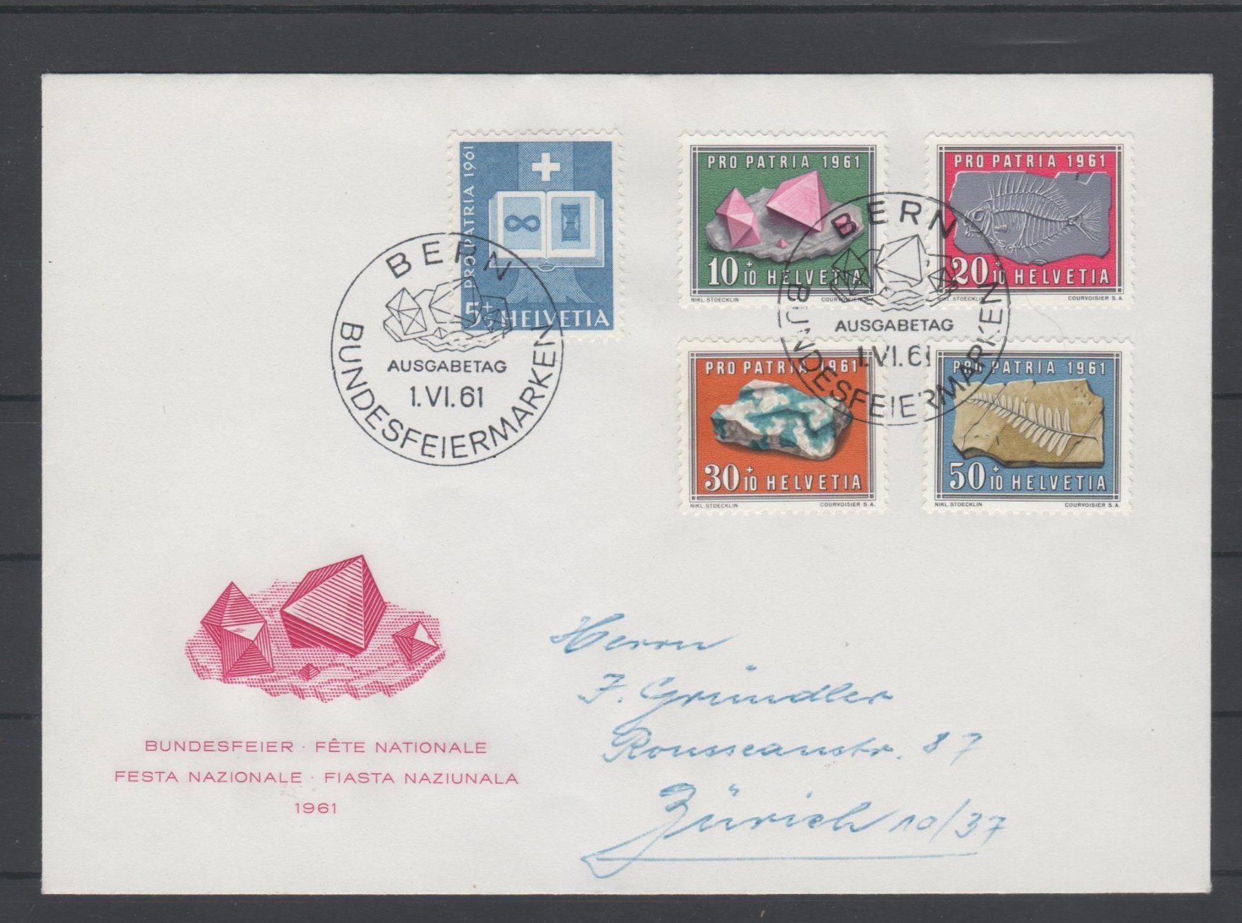 Tutti i francobolli: Pro Patria Satz FDC 1961 Katalogwert: 20.00 CHF – Usato da Remetschwil venduto da Hofiii