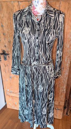 St. Emile Seide Hemdblusenkleid Gr. 36 Schwarz/Weiss