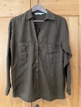 ZARA, Blouse, Grösse M, olivegrün