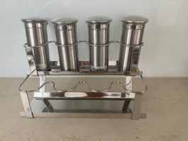 WMF Gewürzregal mit 4 Streuern, Edelstahl, Top Zustand!